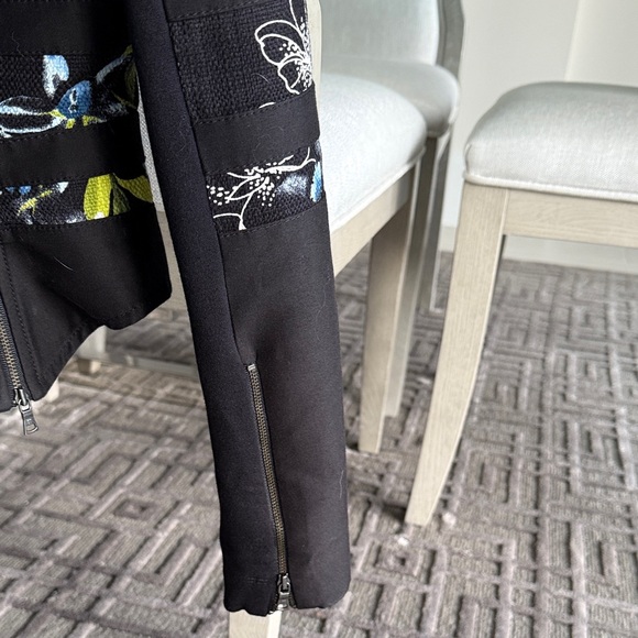 BCBGMaxAzria Women's Black and Yellow Floral Leather Jacket - Picture 4 of 7